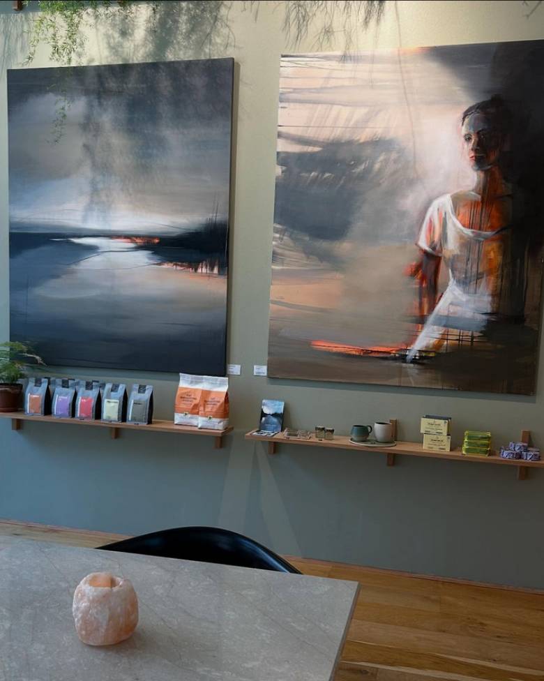 Bakery interior with bread on display